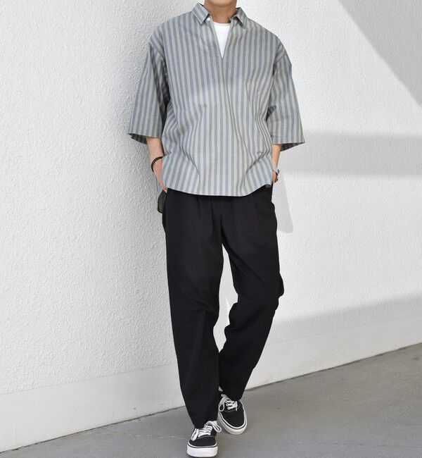 SHIPS any「SHIPS any: ストライプ スモールウェイブ スキッパー プルオーバーシャツ◇」|シャツ・ブラウス|