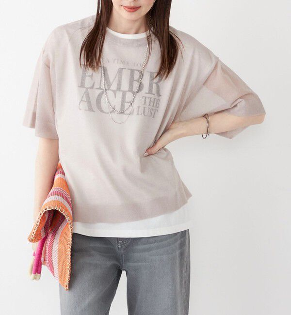 SHIPS Colors 「SHIPS Colors:〈手洗い可能〉シアー ニット TEE」|ニット・セーター|ライトグレー