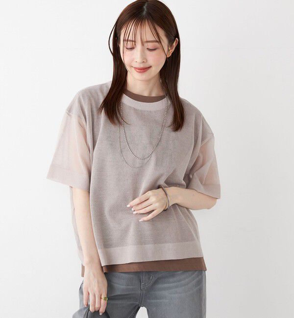 SHIPS Colors 「SHIPS Colors:〈手洗い可能〉シアー ニット TEE」|ニット・セーター|