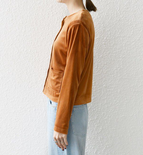 SHIPS any「SHIPS any:〈洗濯機可能〉ポリエステル ベロア コンパクト スナップ カーディガン」|カーディガン|