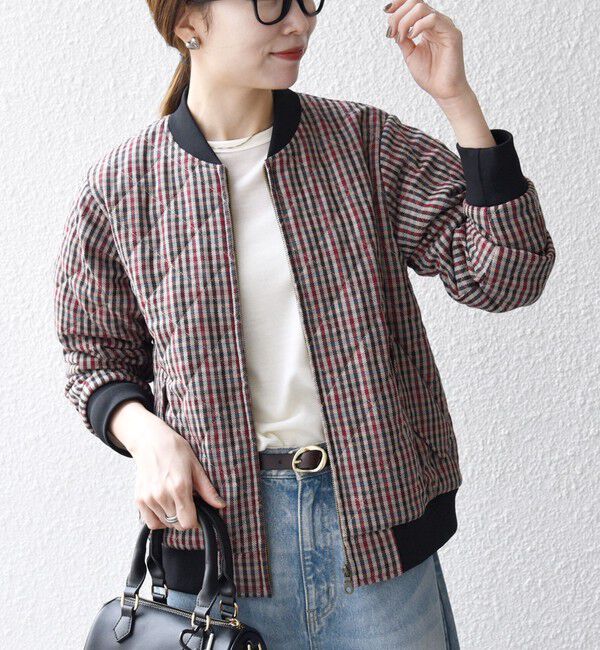 SHIPS any「SHIPS any: キルティング チェック バーシティ ブルゾン」|ブルゾン・スタジャン|