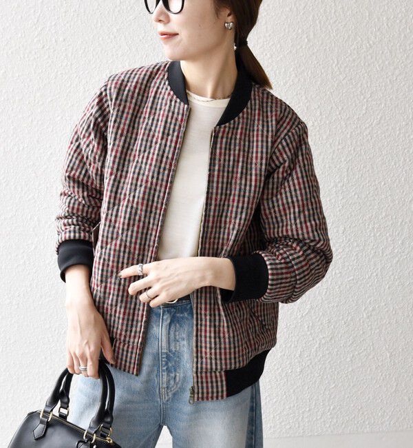 SHIPS any「SHIPS any: キルティング チェック バーシティ ブルゾン」|ブルゾン・スタジャン|