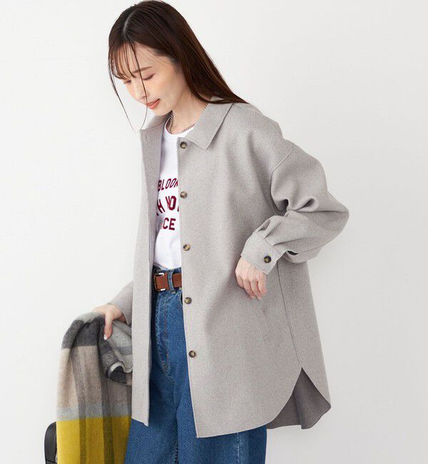 SHIPS Colors 「SHIPS Colors:〈手洗い可能〉ライト メルトン 羽織り シャツ」|シャツ・ブラウス|グレー