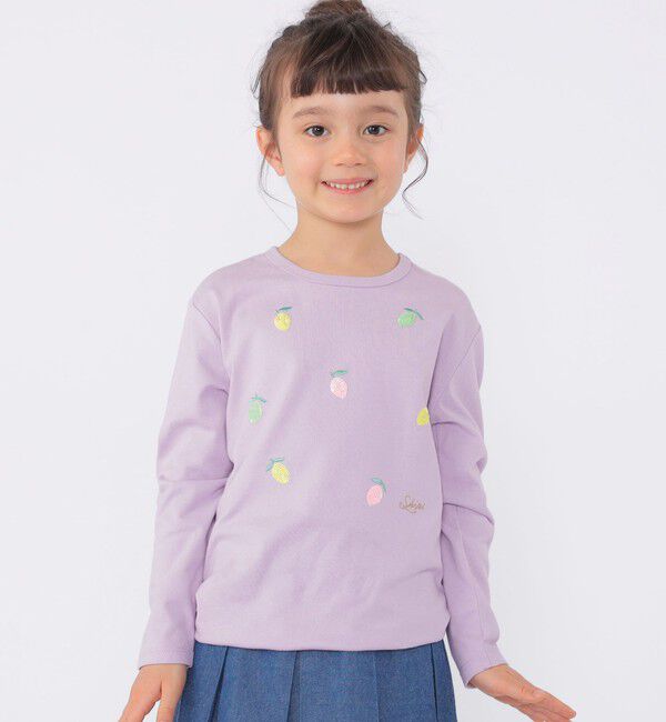SHIPS KIDS「SHIPS KIDS:100～130cm /レモン スパンコール 刺繍 ロングスリーブ Tシャツ」|Tシャツ・カットソー|ラベンダー