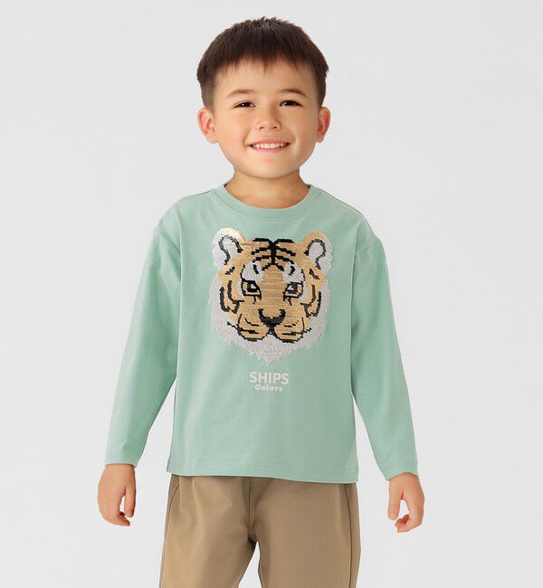 SHIPS Colors 「SHIPS Colors:100～130cm / 〈手洗い可能〉スパンコール 刺繍 ロンT」|Tシャツ・カットソー|