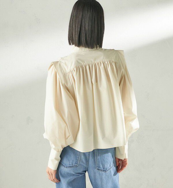 SHIPS for women「堀田茜&times;SHIPS:〈接触冷感/撥水/洗濯機可能〉TEXBRID(R) ギャザー ブラウス」|シャツ・ブラウス|