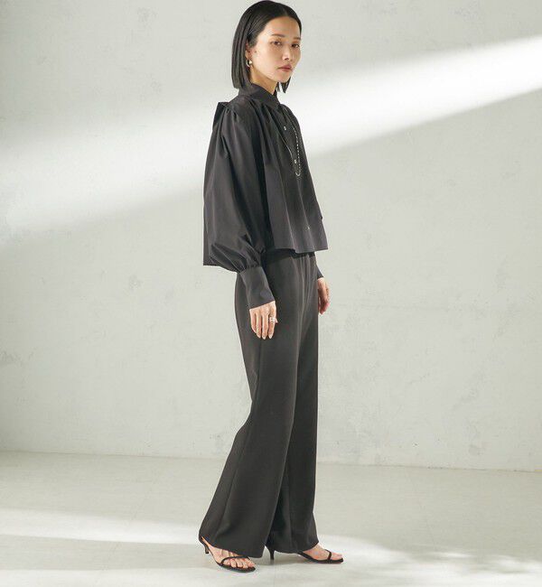 SHIPS for women「堀田茜&times;SHIPS:〈接触冷感/撥水/洗濯機可能〉TEXBRID(R) ギャザー ブラウス」|シャツ・ブラウス|