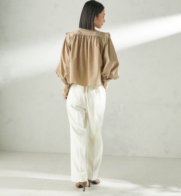 SHIPS for women「堀田茜&times;SHIPS:〈接触冷感/撥水/洗濯機可能〉TEXBRID(R) ギャザー ブラウス」|シャツ・ブラウス|