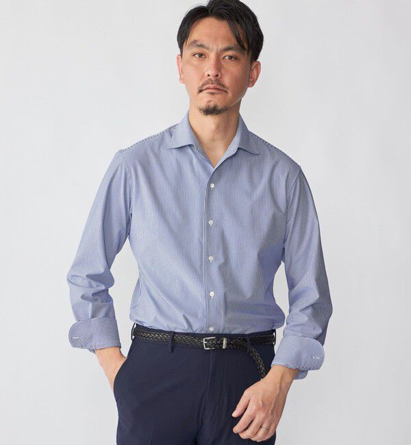 SHIPS「SHIPS: ジャージー ロンドン ストライプ ワンピースカラー シャツ」|シャツ・ブラウス|