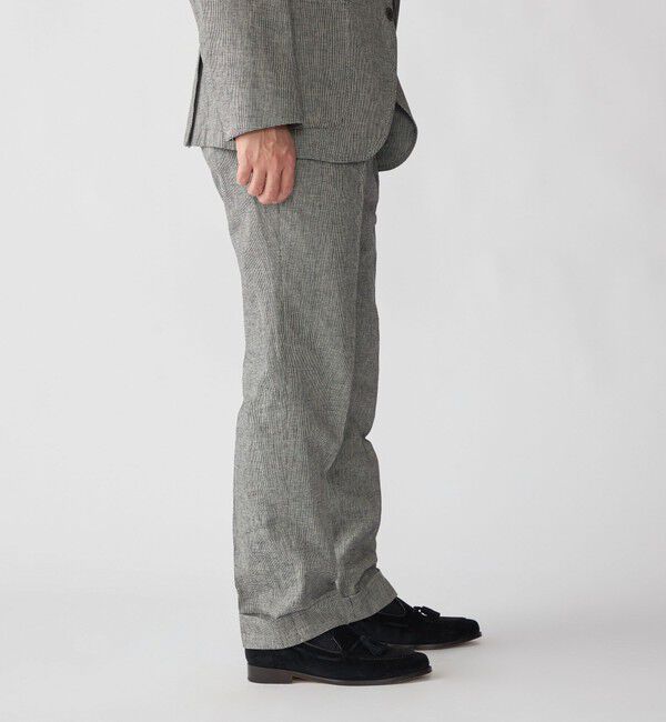 SHIPS「【SHIPS別注】Errico Formicola: VITO リネン コットン ハウンドトゥース スラックス」|スラックス|