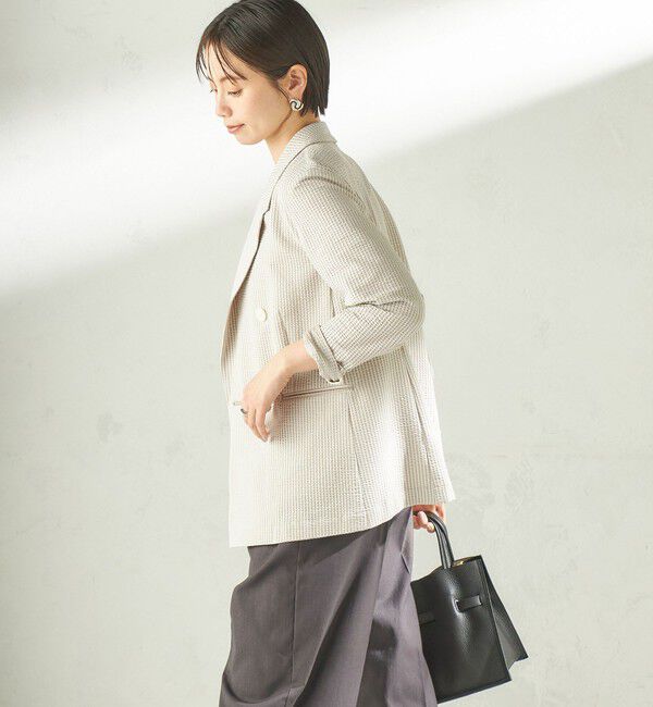 SHIPS for women「《予約》〈手洗い可能〉サッカー ダブル ブレスト ジャケット」|テーラードジャケット|