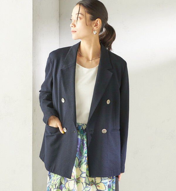 SHIPS for women「《予約》〈手洗い可能〉サッカー ダブル ブレスト ジャケット」|テーラードジャケット|