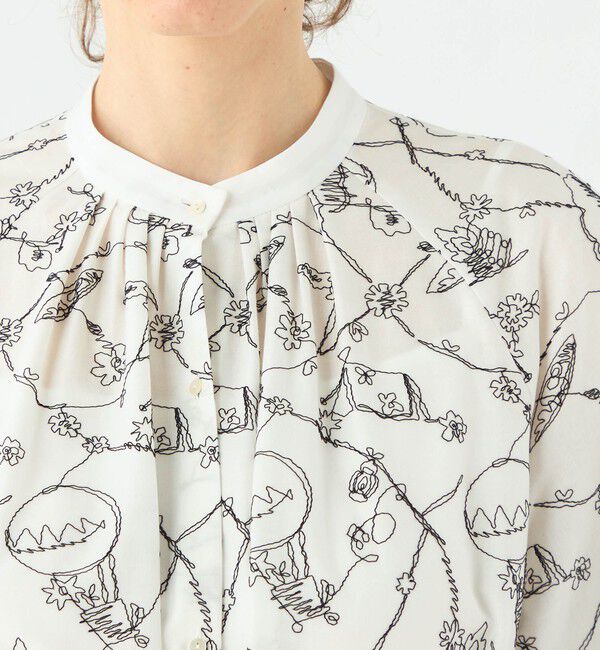 TOMORROWLAND collection「バルーンエンブロイダリー スタンドカラーワンピース」|ワンピース|