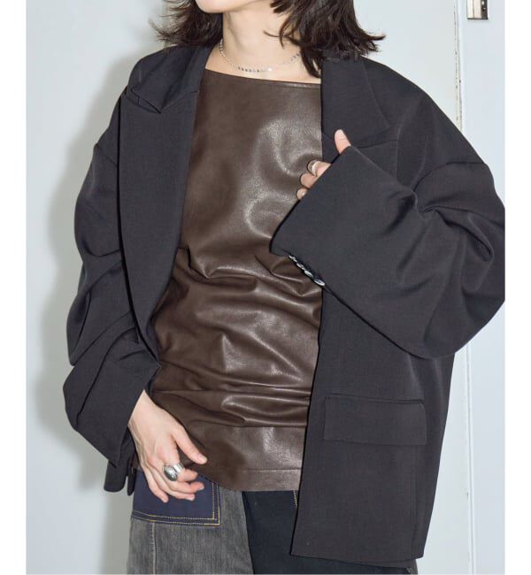  「《予約》FAUX LEATHER TOPS：ブラウス」|シャツ・ブラウス|