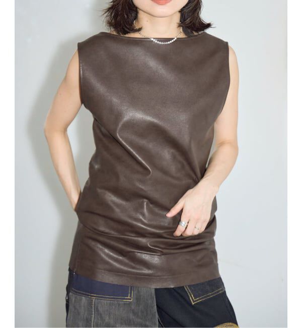  「《予約》FAUX LEATHER TOPS：ブラウス」|シャツ・ブラウス|