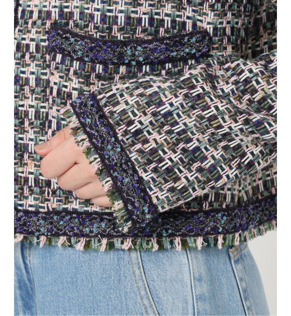 IENA LA BOUCLE「IENA LA BOUCLE LINTON ブライトツイードジャケット」|ノーカラージャケット|