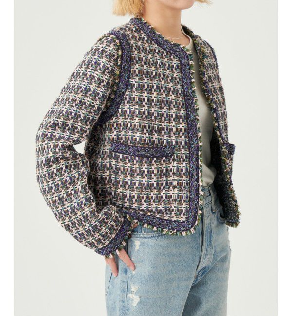 IENA LA BOUCLE「IENA LA BOUCLE LINTON ブライトツイードジャケット」|ノーカラージャケット|