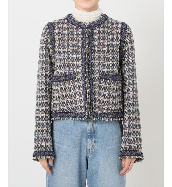 IENA LA BOUCLE「IENA LA BOUCLE LINTON ブライトツイードジャケット」|ノーカラージャケット|