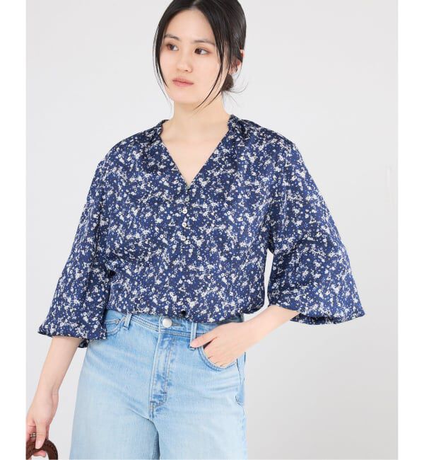 IENA「フレンチマーガレットブラウス」|シャツ・ブラウス|ブルー A