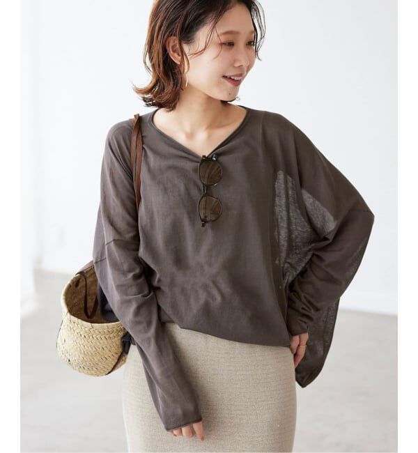 SLOBE IENA「《シリーズあり/追加予約》コットンシルクビックプルオーバー」|ニット・セーター|グレー