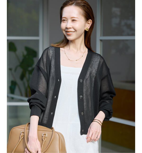 SLOBE IENA「《予約》リネン混シアーカーディガン」|カーディガン|