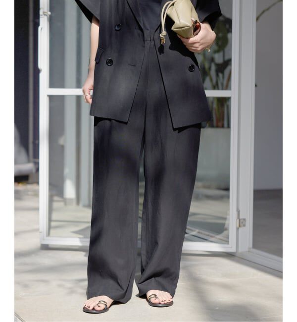 SLOBE IENA「《セットアップ対応可/予約》リネン混パンツ」|その他|ブラック