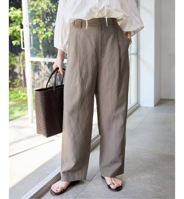 SLOBE IENA「《セットアップ対応可/予約》リネン混パンツ」|その他|カーキ