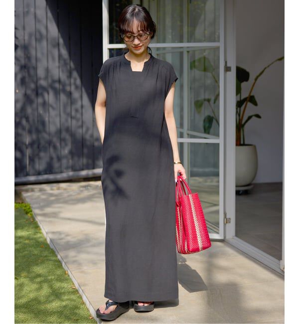 SLOBE IENA「《予約》リネン混キーネックコクーンワンピース」|ワンピース|