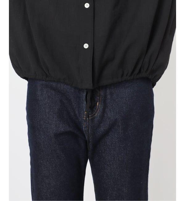 SLOBE IENA「《WEB限定/追加予約》シアーストライプ5分袖 バンドカラーブラウス」|シャツ・ブラウス|