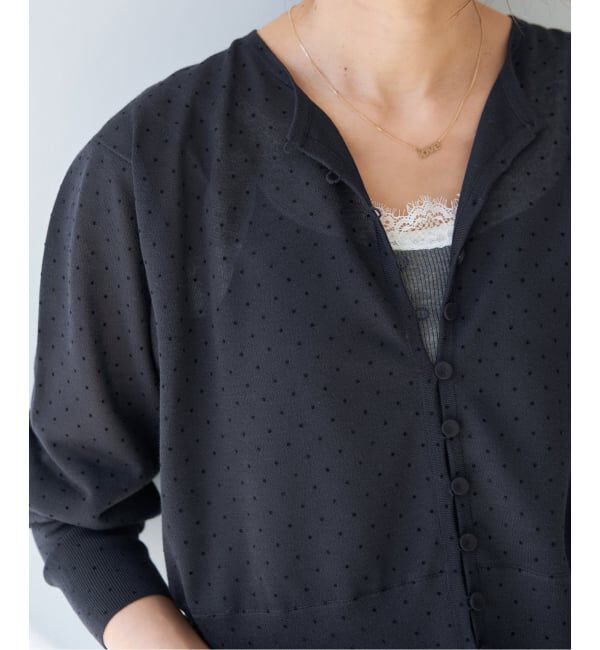 IENA「《予約》フロッキードットミニカーディガン」|カーディガン|