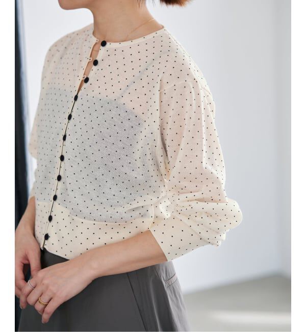 IENA「《予約》フロッキードットミニカーディガン」|カーディガン|