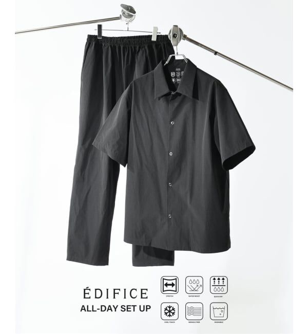 EDIFICE「《予約》【EDIFICE ALL-DAY SETUPシリーズ】2点セット オーバーシャツ&イージーパンツ」|シャツ・ブラウス|ブラック