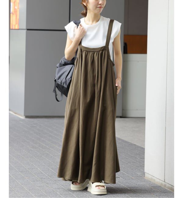 JOURNAL STANDARD relume「《WEB+一部店舗限定予約》［2点セット］リネンミックスタックワンピース+タンク」|ワンピース|カーキ