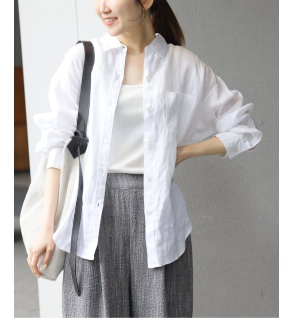 JOURNAL STANDARD relume「《追加予約 / 新色》カラーリネンオーバーサイズシャツ」|シャツ・ブラウス|ホワイト