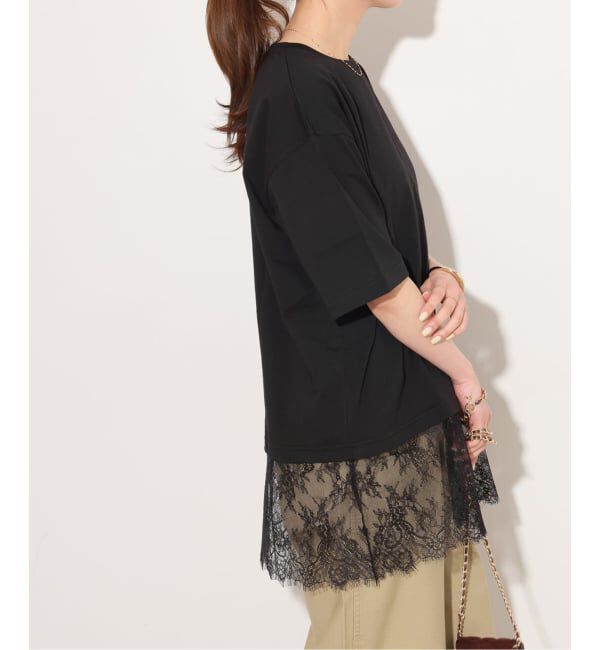 JOURNAL STANDARD relume「《予約》［26SS新作］レースヘムTEE」|Tシャツ・カットソー|ブラック