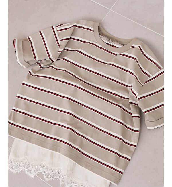 JOURNAL STANDARD「《追加予約》汗ジミ防止ボーダービッグT」|Tシャツ・カットソー|ベージュ