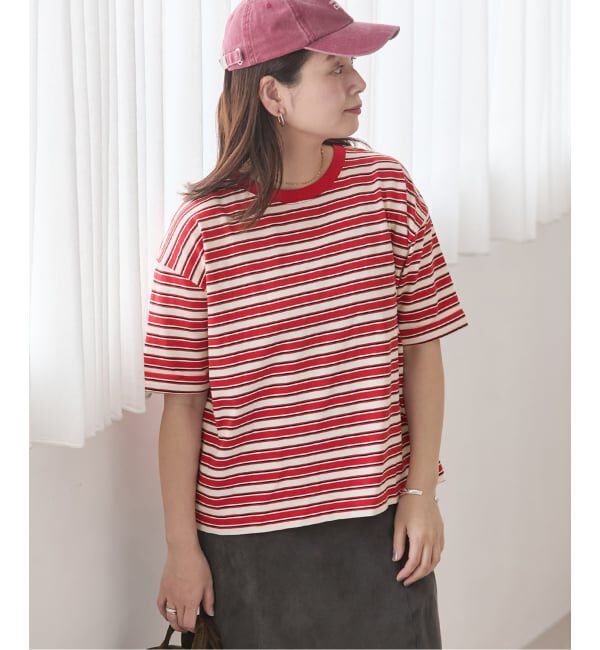 JOURNAL STANDARD「《追加予約》汗ジミ防止ボーダービッグT」|Tシャツ・カットソー|レッド