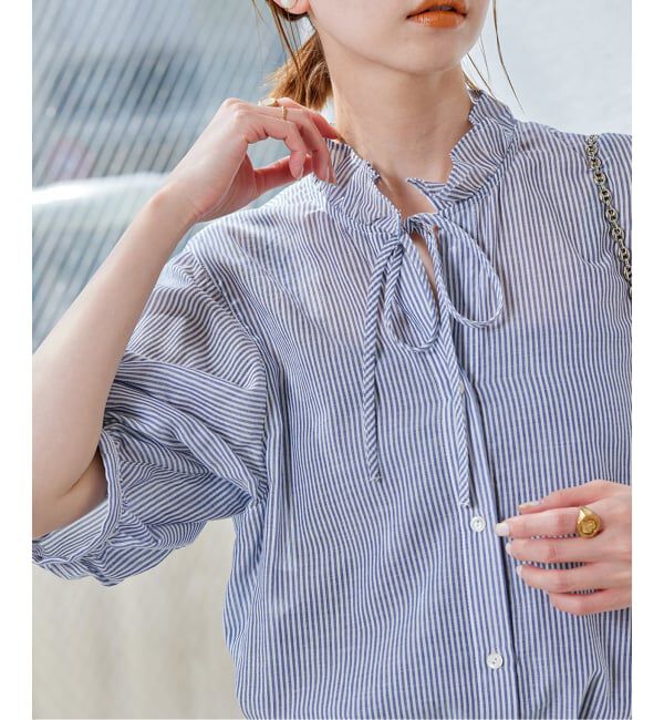 JOURNAL STANDARD「《追加予約》ボイルストライプフリル襟ブラウス」|シャツ・ブラウス|