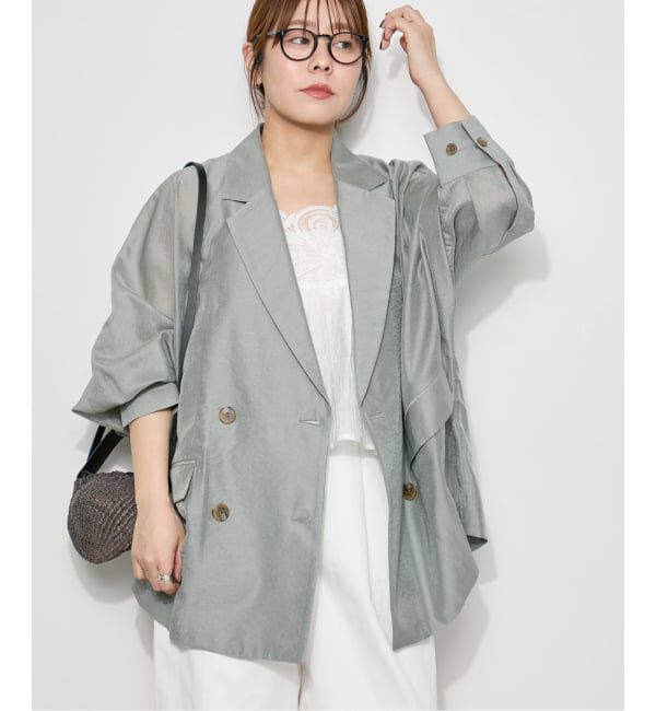 journal standard L'essage「《予約》シアーストライプ/無地ドルマンジャケット」|テーラードジャケット|