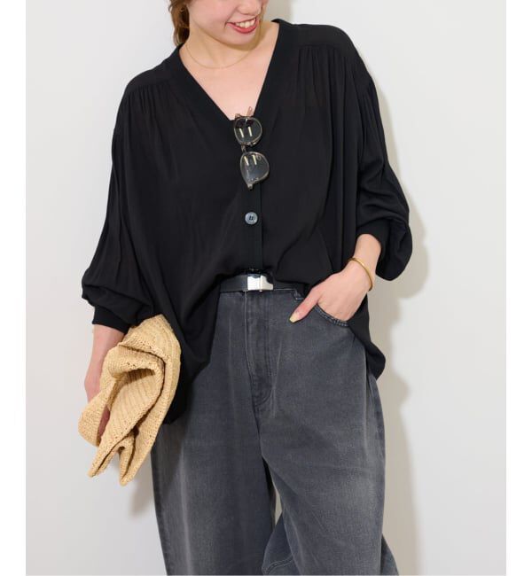 JOURNAL STANDARD relume「《追加予約3》T/R強撚ブラウス」|シャツ・ブラウス|ブラック