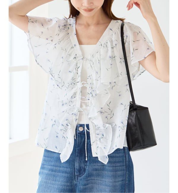 U by SPICK&SPAN「《予約》フロントリボンラッフルブラウス」|シャツ・ブラウス|