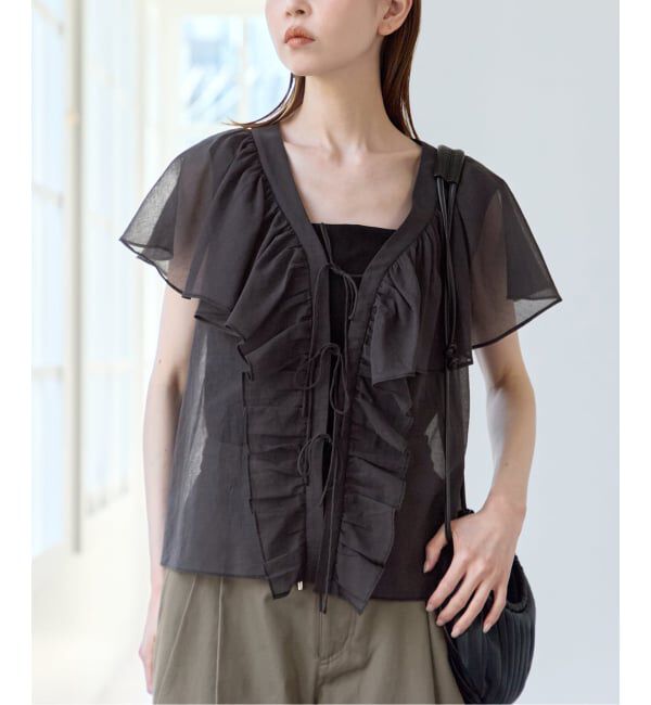 U by SPICK&SPAN「《予約》フロントリボンラッフルブラウス」|シャツ・ブラウス|