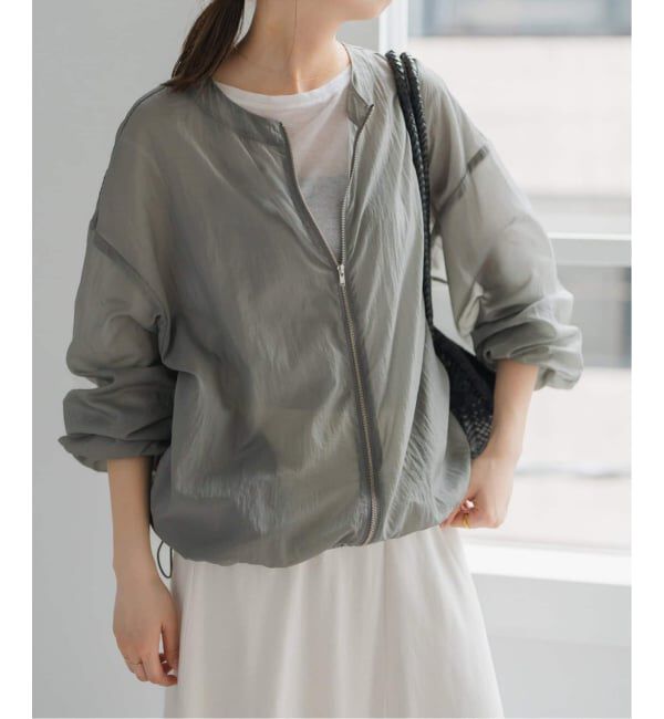 Spick and Span「《WEB限定 / 追加予約》シアーフロントZIPブルゾン」|その他|グレーA