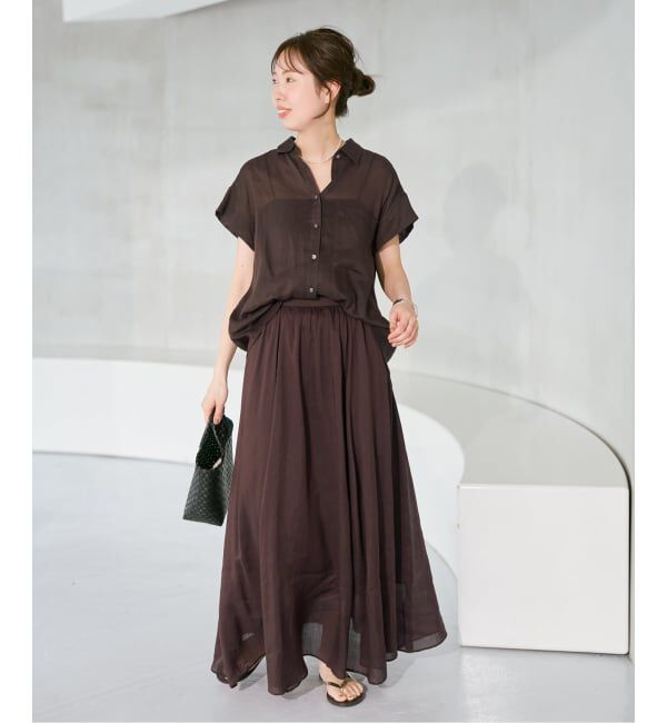 Spick and Span「《セットアップ可 / 予約》ラミーブレンドフレンチスリーブシャツ」|シャツ・ブラウス|