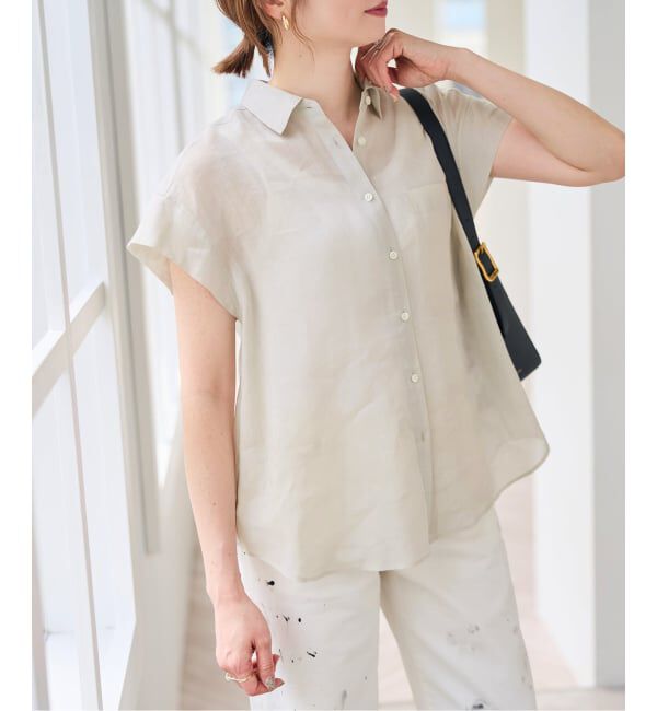 Spick and Span「《セットアップ可 / 予約》ラミーブレンドフレンチスリーブシャツ」|シャツ・ブラウス|