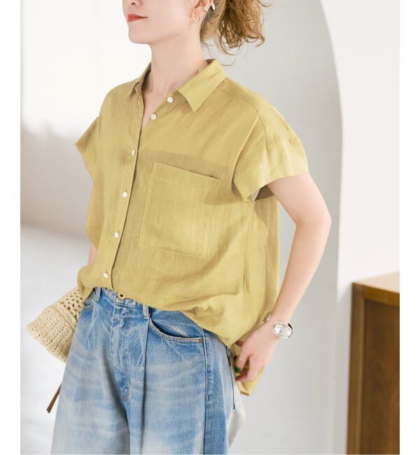 Spick and Span「《セットアップ可 / 予約》ラミーブレンドフレンチスリーブシャツ」|シャツ・ブラウス|