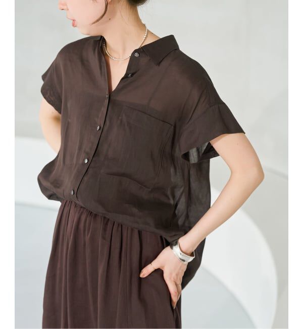 Spick and Span「《セットアップ可 / 予約》ラミーブレンドフレンチスリーブシャツ」|シャツ・ブラウス|