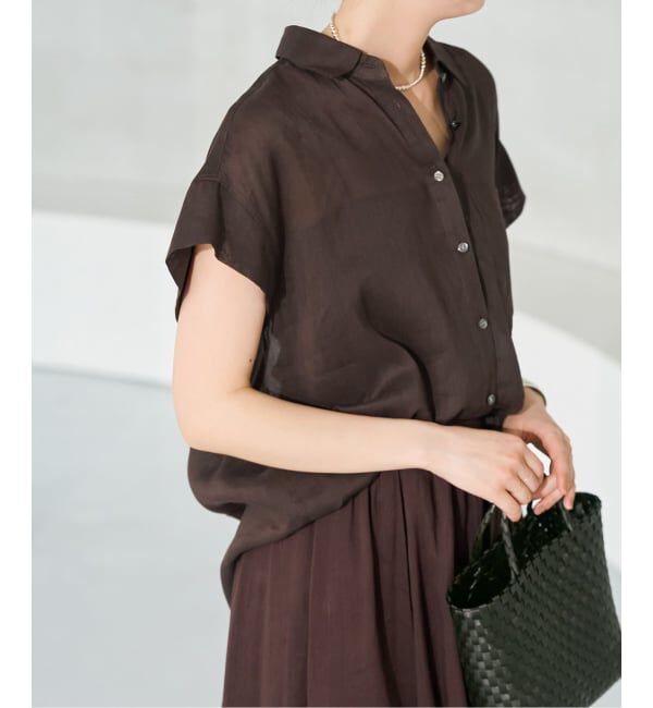 Spick and Span「《セットアップ可 / 予約》ラミーブレンドフレンチスリーブシャツ」|シャツ・ブラウス|