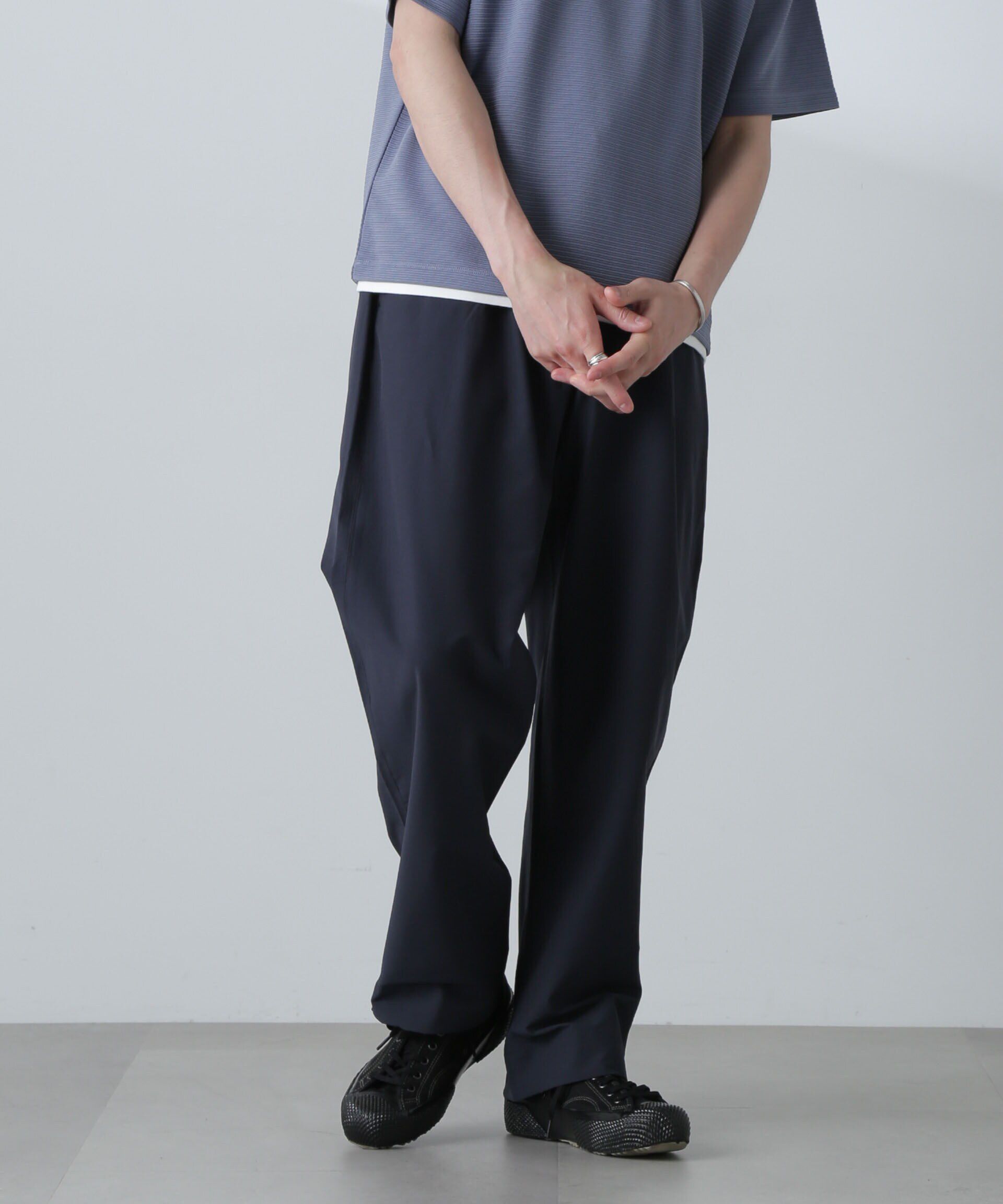 nano･universe「ストレッチワイドイージーパンツ(セットアップ可)」|チノ|