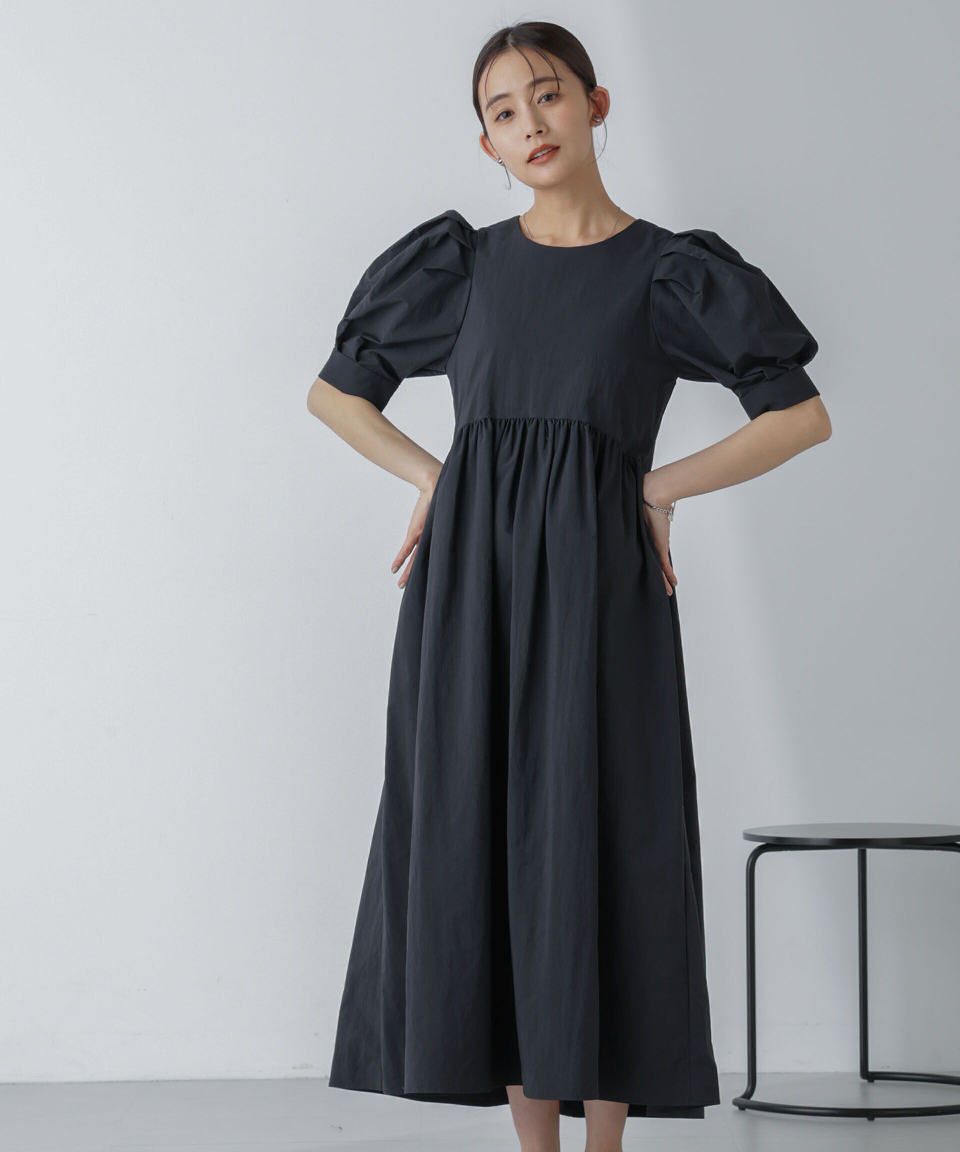 nano･universe「「星玲奈&times;NANO universe」タックスリーブタスランマキシワンピース」|ワンピース|